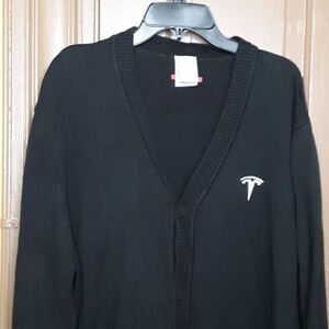 Tesla Men's size XL Black Long Sleeve Button-Down Cardigan
